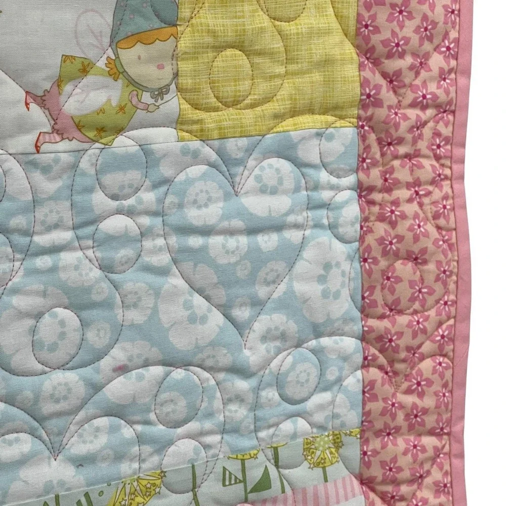 Whimsical Fairy Garden‎ Quilt 42x46 Cottagecore Throw Blanket, Porch, Wall Decor